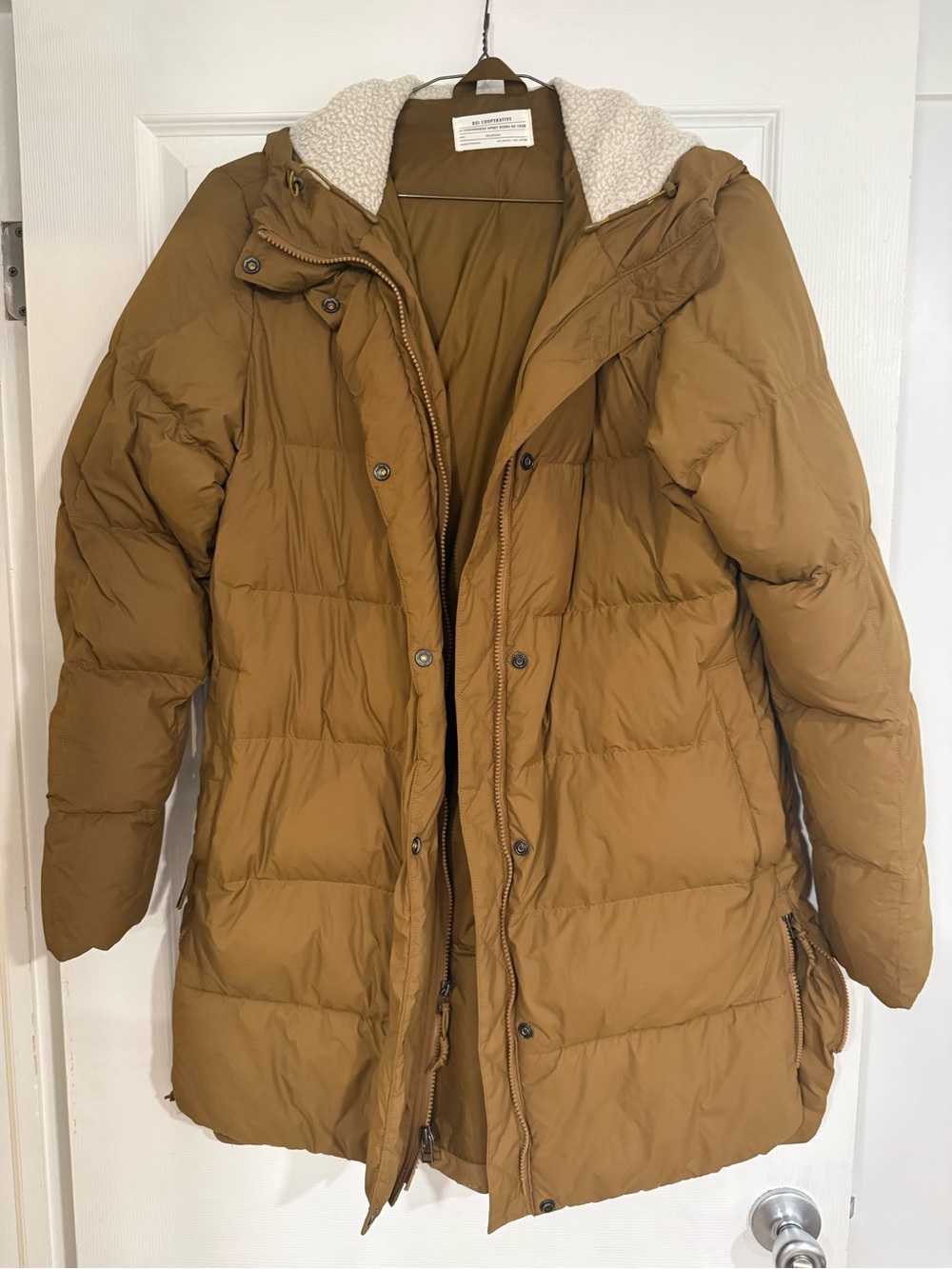 Cooperative Tan Puffer Coat with Sherpa Hood